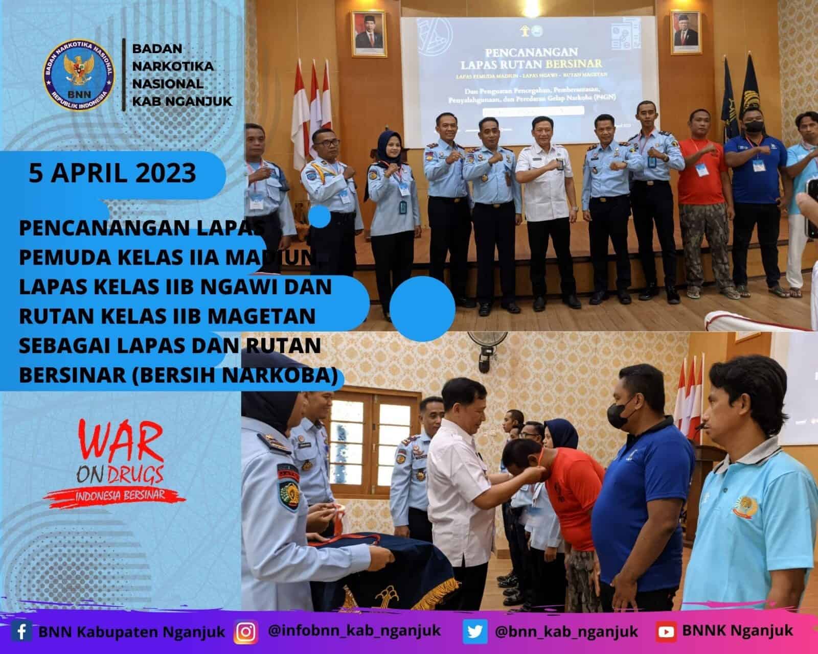 ''PENCANANGAN LAPAS PEMUDA KELAS IIA MADIUN, LAPAS KELAS IIB NGAWI DAN RUTAN KELAS IIB MAGETAN SEBAGAI LAPAS DAN RUTAN BERSINAR (BERSIH NARKOBA)'' ”PENCANANGAN LAPAS PEMUDA KELAS IIA MADIUN, LAPAS KELAS IIB NGAWI DAN RUTAN KELAS IIB MAGETAN SEBAGAI LAPAS DAN RUTAN BERSINAR (BERSIH NARKOBA)”