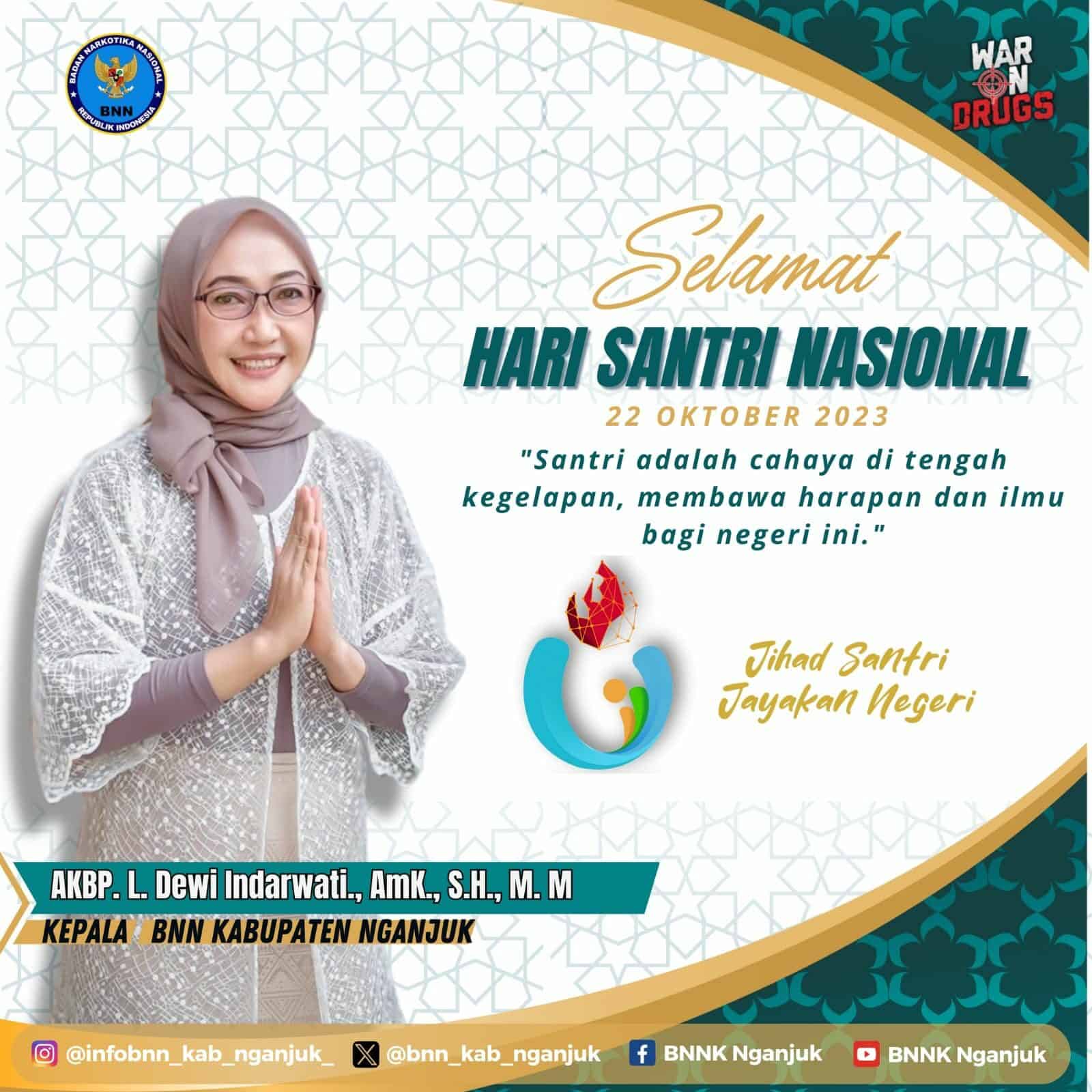 Keluarga Besar BNN Kabupaten Nganjuk mengucapakan Selamat Hari Santri 22 Oktober 2023 Konsep Otomatis