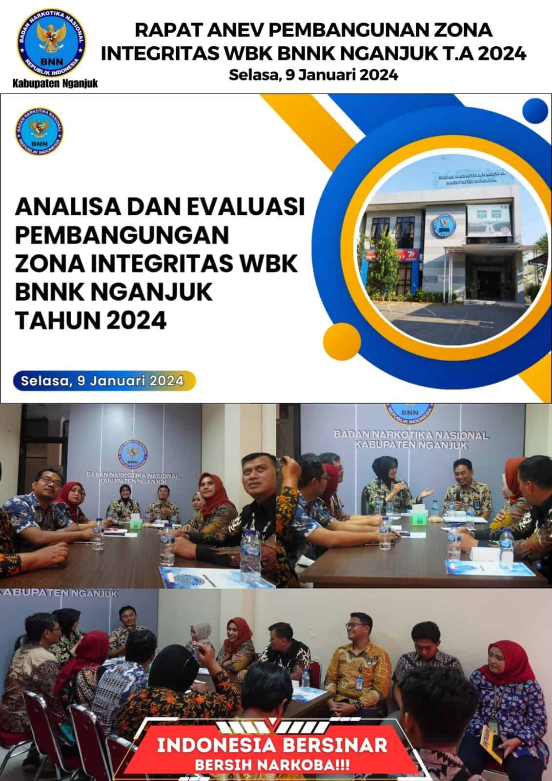 RAPAT ANEV PEMBANGUNAN ZONA INTEGRITAS WBK BNNK NGANJUK T.A 2024 ASISTENSI IBM(INTERVENSI BERBASIS MASYARAKAT) DI DESA KWAGEAN KEC.LOCERET