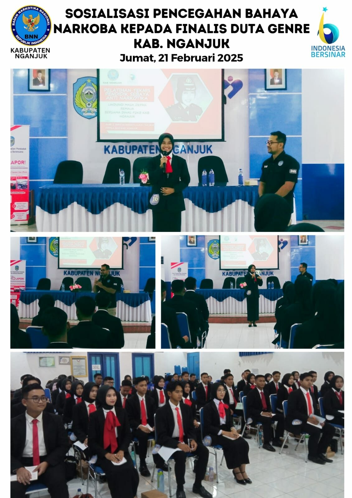 SOSIALISASI PENCEGAHAN BAHAYA NARKOBA KEPADA FINALIS DUTA GENRE KAB. NGANJUK SOSIALISASI PENCEGAHAN BAHAYA NARKOBA KEPADA FINALIS DUTA GENRE KAB. NGANJUK