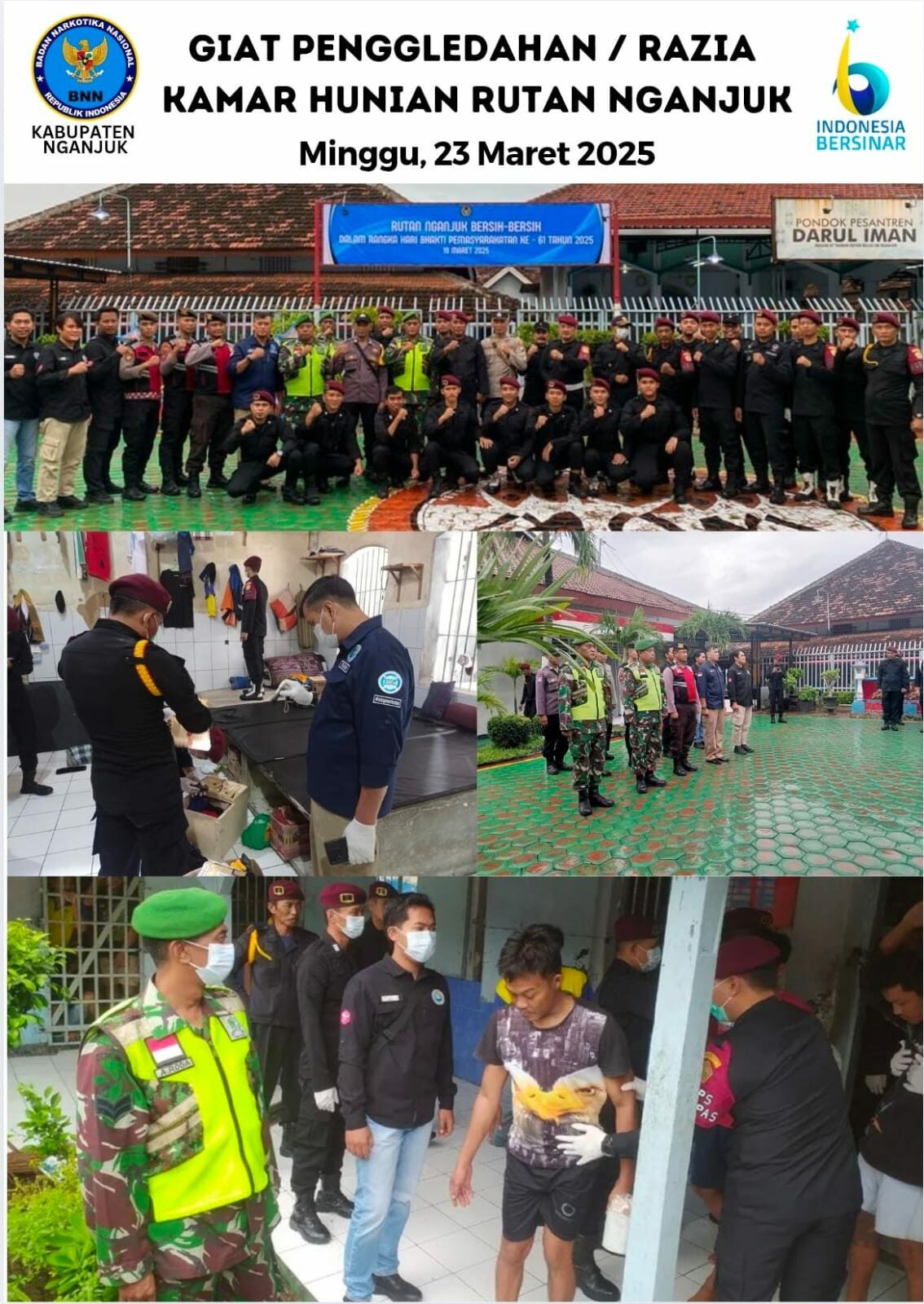 RAZIA GABUNGAN RUTAN NGANJUK KELAS II B GIAT PENGGLEDAHAN / RAZIA KAMAR HUNIAN RUTAN NGANJUK KELAS II B